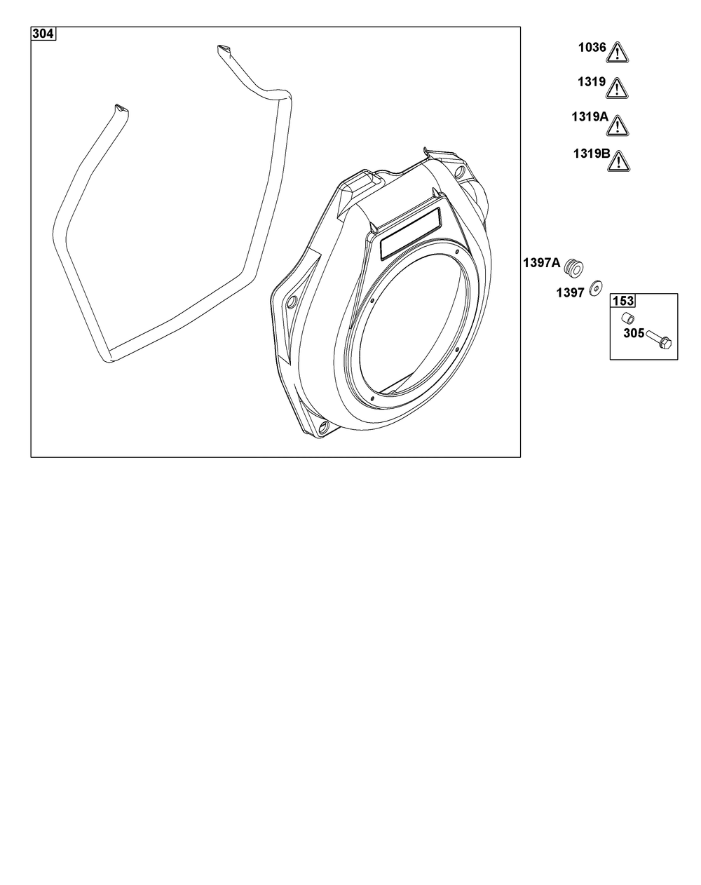 Blower Housing Group Diagram and Parts List for 181D02-0003-01 100000 - 19Z999 Briggs and Stratton Engine
